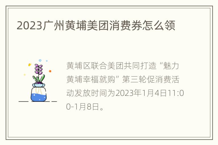 2023广州黄埔美团消费券怎么领