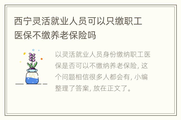 西宁灵活就业人员可以只缴职工医保不缴养老保险吗