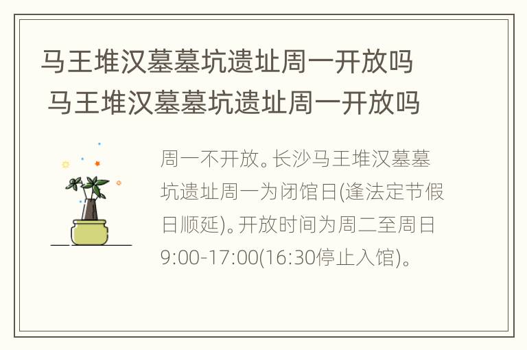 马王堆汉墓墓坑遗址周一开放吗 马王堆汉墓墓坑遗址周一开放吗