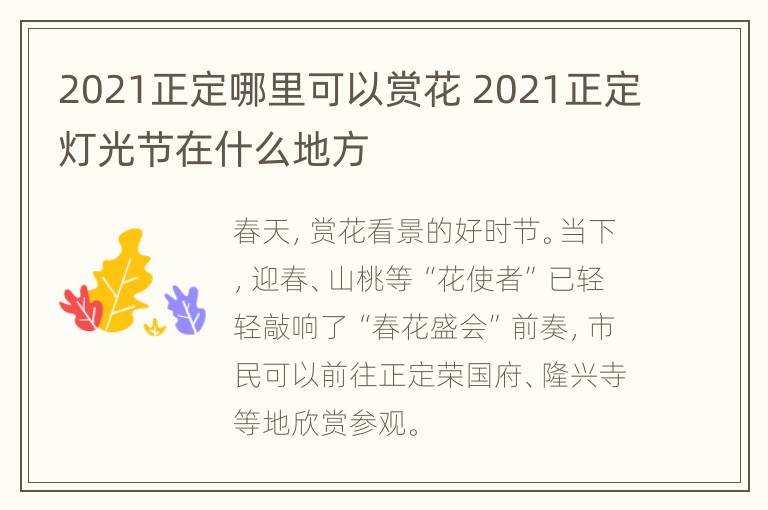 2021正定哪里可以赏花 2021正定灯光节在什么地方