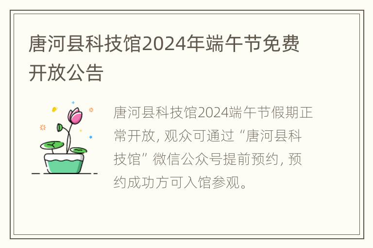 唐河县科技馆2024年端午节免费开放公告