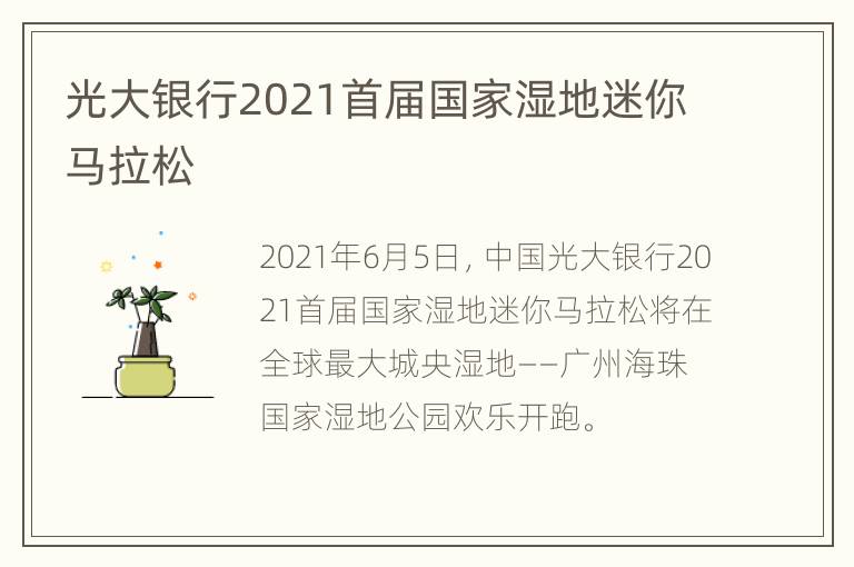 光大银行2021首届国家湿地迷你马拉松