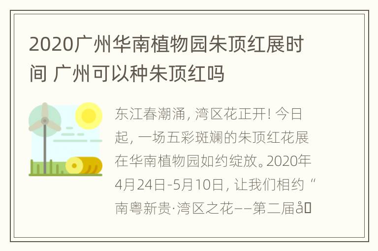 2020广州华南植物园朱顶红展时间 广州可以种朱顶红吗