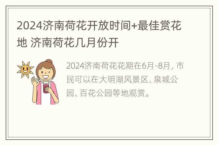 2024济南荷花开放时间+最佳赏花地 济南荷花几月份开