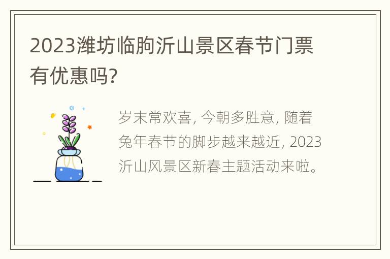 2023潍坊临朐沂山景区春节门票有优惠吗？