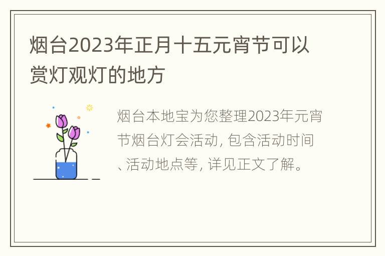 烟台2023年正月十五元宵节可以赏灯观灯的地方