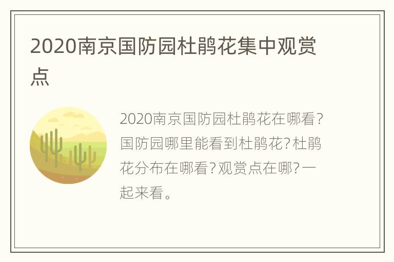 2020南京国防园杜鹃花集中观赏点