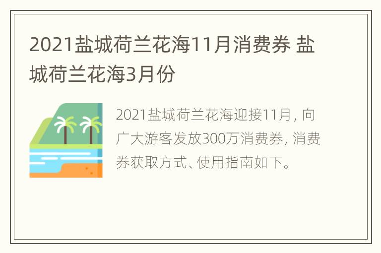 2021盐城荷兰花海11月消费券 盐城荷兰花海3月份