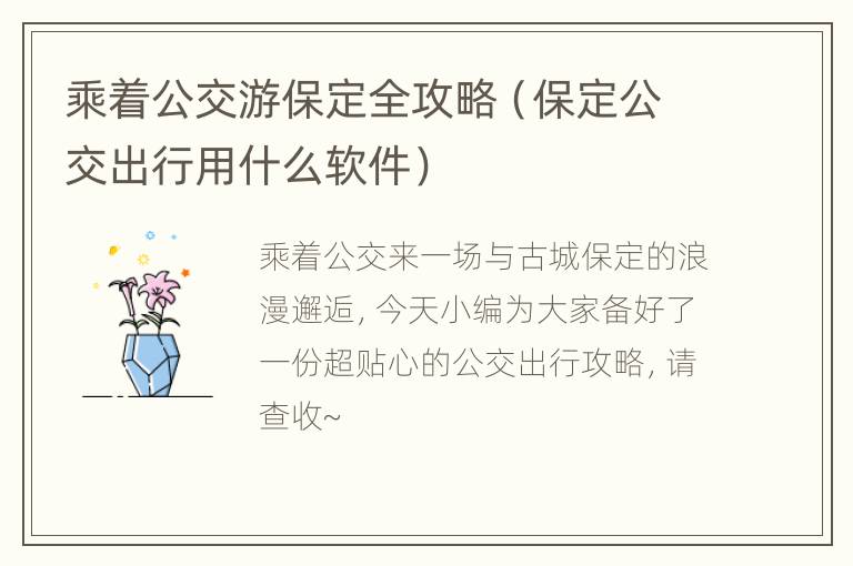 乘着公交游保定全攻略（保定公交出行用什么软件）