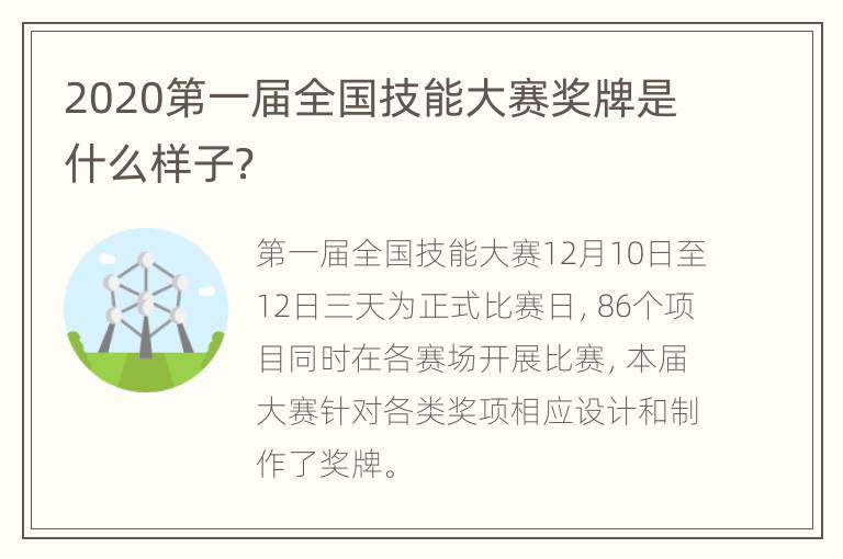 2020第一届全国技能大赛奖牌是什么样子？