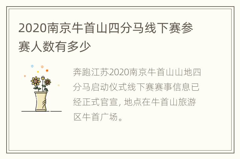 2020南京牛首山四分马线下赛参赛人数有多少