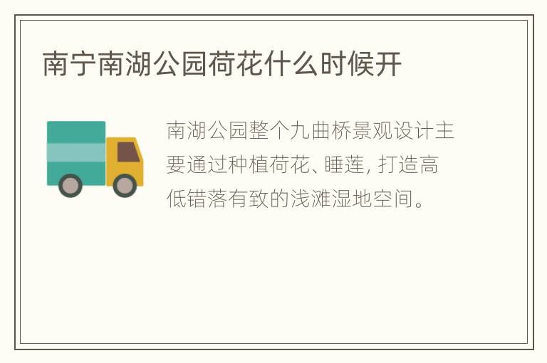 南宁南湖公园荷花什么时候开