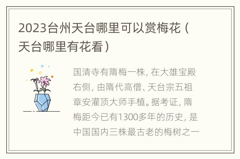 2023台州天台哪里可以赏梅花（天台哪里有花看）