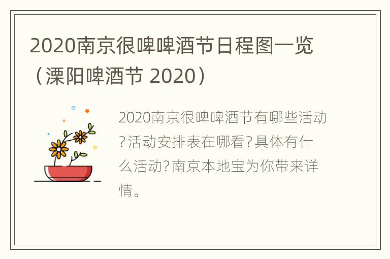 2020南京很啤啤酒节日程图一览（溧阳啤酒节 2020）