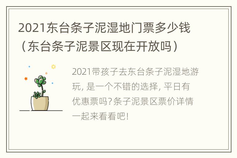 2021东台条子泥湿地门票多少钱（东台条子泥景区现在开放吗）