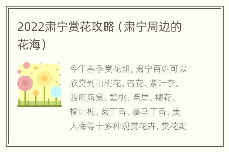 2022肃宁赏花攻略（肃宁周边的花海）