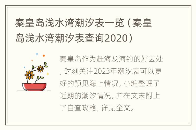 秦皇岛浅水湾潮汐表一览（秦皇岛浅水湾潮汐表查询2020）