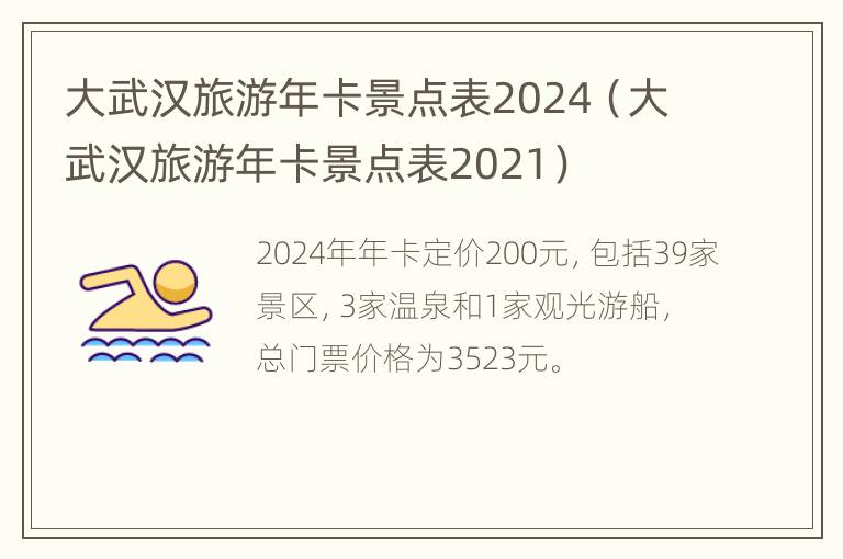 大武汉旅游年卡景点表2024（大武汉旅游年卡景点表2021）