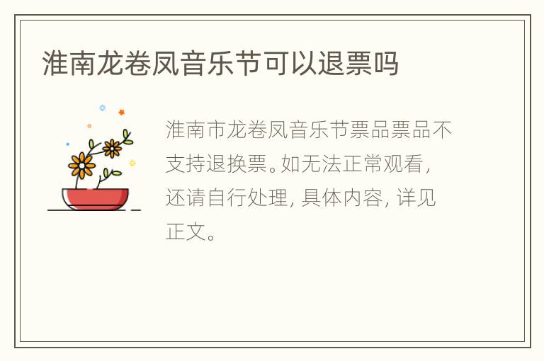 淮南龙卷凤音乐节可以退票吗