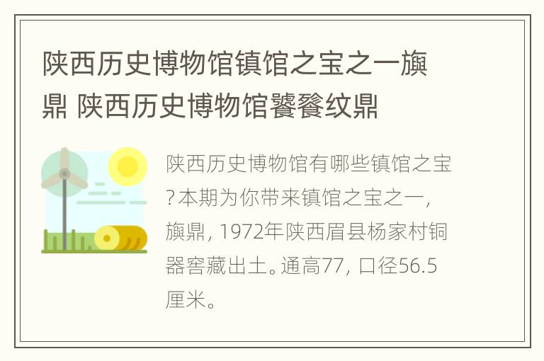 陕西历史博物馆镇馆之宝之一旟鼎 陕西历史博物馆饕餮纹鼎