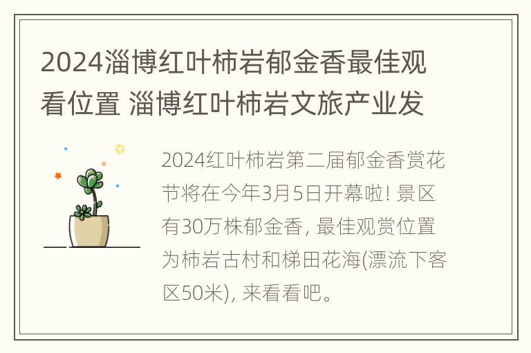 2024淄博红叶柿岩郁金香最佳观看位置 淄博红叶柿岩文旅产业发展有限公司