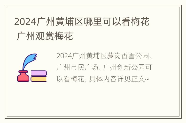 2024广州黄埔区哪里可以看梅花 广州观赏梅花