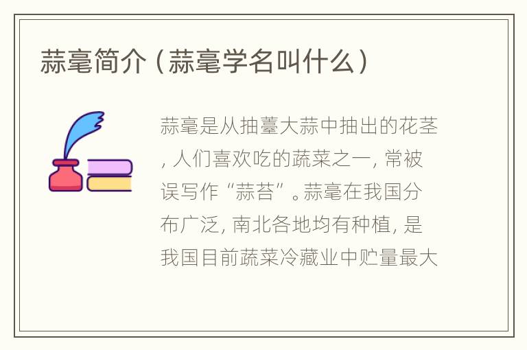 蒜毫简介（蒜毫学名叫什么）